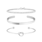 3pcs Stainless Steel Gold Plated Bracelets for Women Adjustable Jewelry Gifts Luxury Zircon Chain Bangles Jewelry Accessories