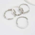 4pcs/set Fashion Bracelets For Women New Vintage Irregular CCB Beads Imitation Pearl Chain Jewelry Valentine's Gift B068