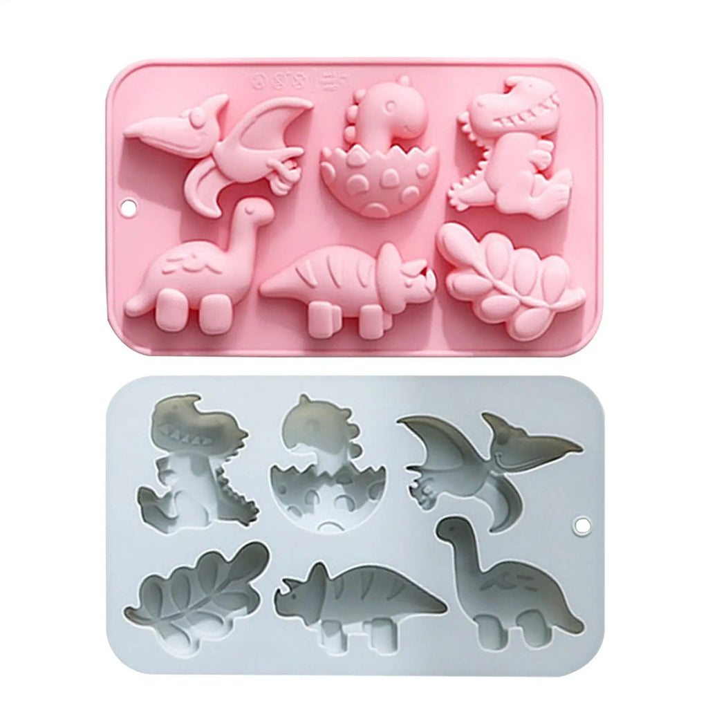 Silicone 6 Cavities Dinosaur Jello Molds for Chocolate Dinosaur Soap Molds for Baking Dessert Cupcake Topper Cake Decoration