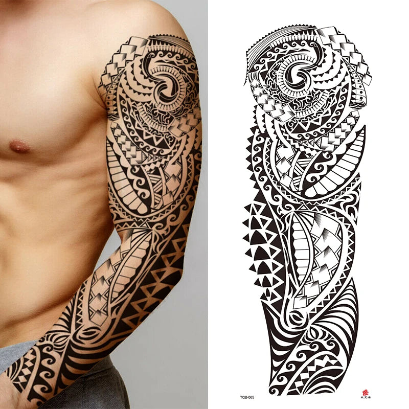 Waterproof Full Arm Temporary Tattoo Sticker Tiger Lion Wolf Eye For Man Women Body Art Sleeve Flash Fake Shoulder Tatoo