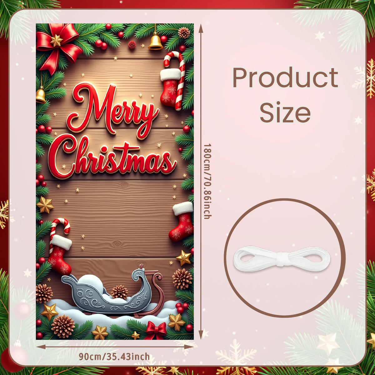 Christmas Door Cover Decorations Santa Claus Send Gift Background Banner for Indoor Outdoor Home Porch Holiday Decor Supplies