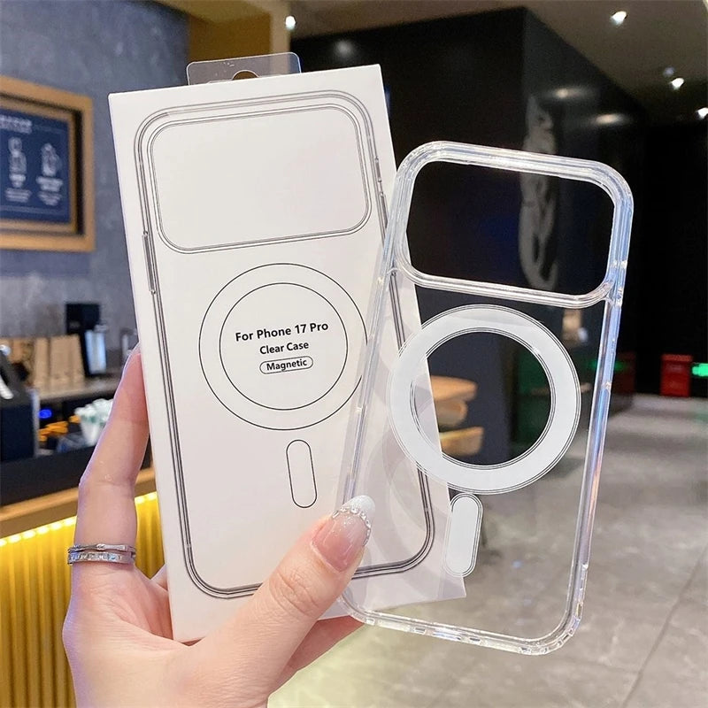 For Magsafe Magnetic Phone Case For iphone 17 17Air 11 12 13 Mini 14 15 16 Pro Max XR X XS 7 8 Plus Hard Transparent Back Cover