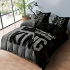 3pcs Grey and Black King Size Bed Pattern Down Duvet Cover Set Soft and Comfortable Bedroom and Dormitory Decoration Bedding Set