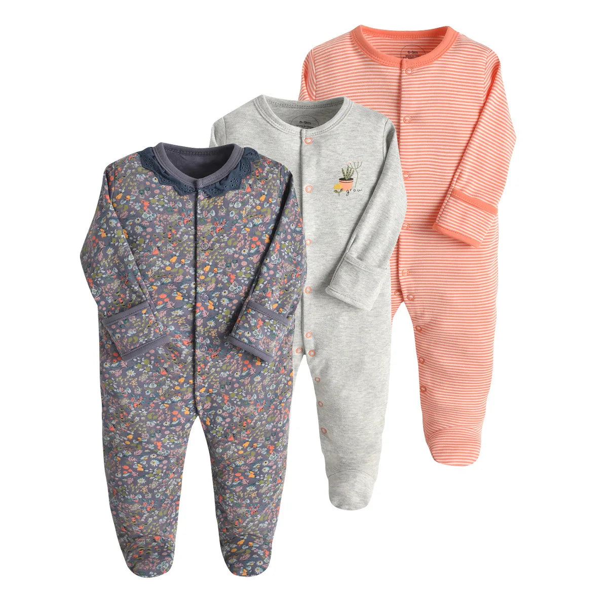 Brand Newborn Babies Clothes Infant Baby Boys Girls Romper Cotton Long Sleeve Pajamas Jumpsuit Toddler Clothes Outfits 3Pcs/Lot