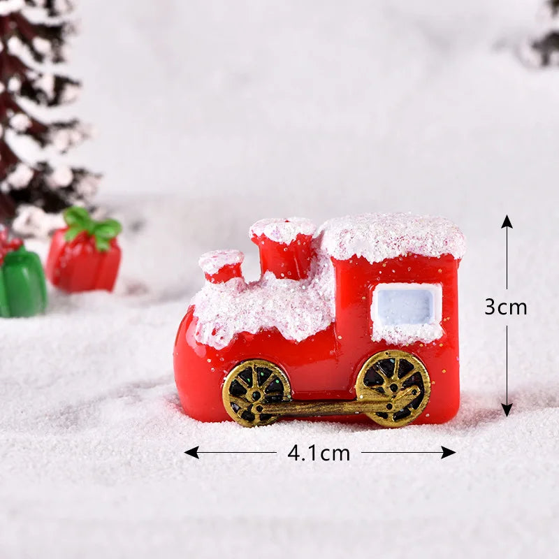 New Christmas Deer Santa Claus Sled Tree Snowman Figurine Doll House Home Decor Miniature Garden Decoration Accessories Modern