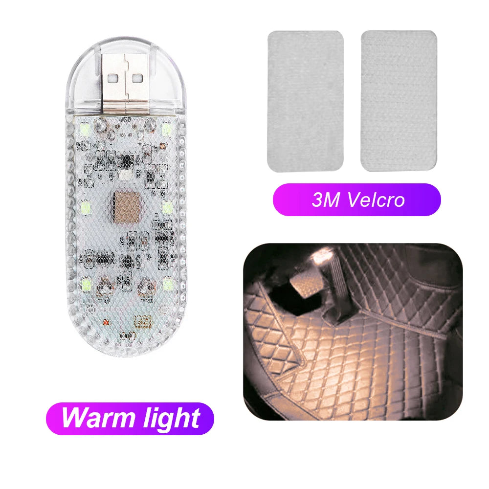 1pc Car LED Light Interior Lighting Atmosphere Lamp for Armrest Box Trunk Switch Touch Control Wireless Mini LED Foot Lights
