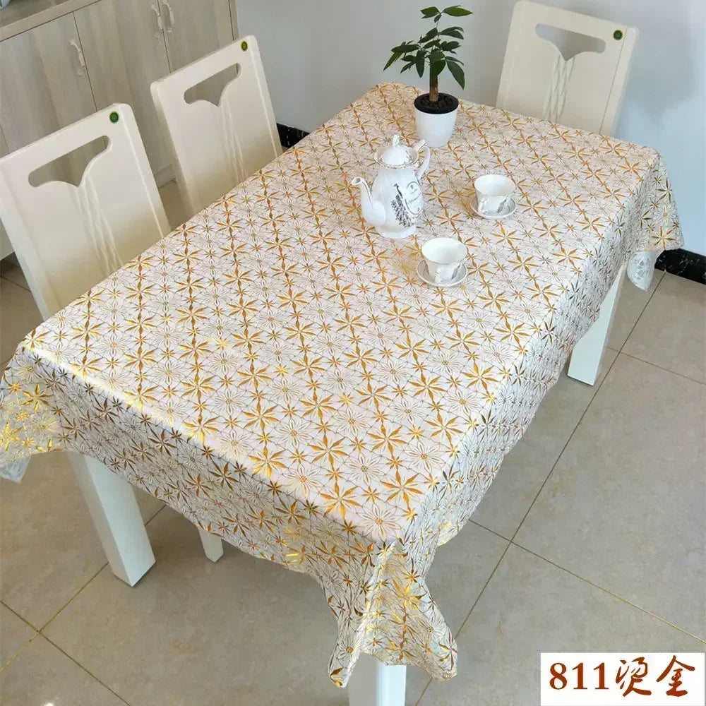 PVC Rectangular Dining-Table Tablecloth Oil Resistant Tabletop Protective Cloth Household Plastic High-end Lace Table Covers Mat