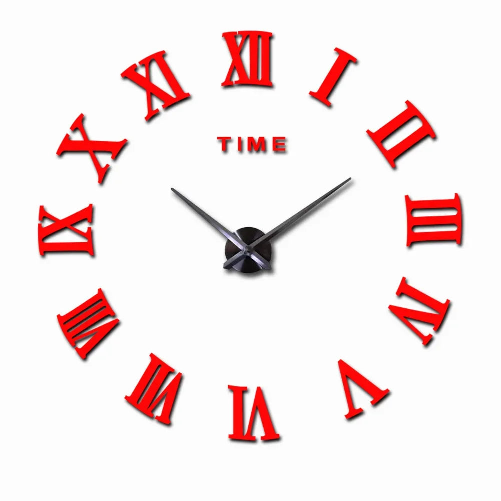 DIY Wall Clock for Home Living Room 80-120cm Modern Style Frameless 3D Wall Clock Acrylic Mirror Stickers Hotel Room Decoration