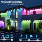 LED Lights 45M Permanent Outdoor Lights Smart RGBIC Eaves Festival Flashing Lighting Fairy String Christmas Holiday Decorations