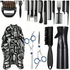 WANMEI Salon Barber Cloak Set Barber Stylist Cloak with Adjustable Buckle Neck Dust Removal Brush and Comb Barber Shop Tool