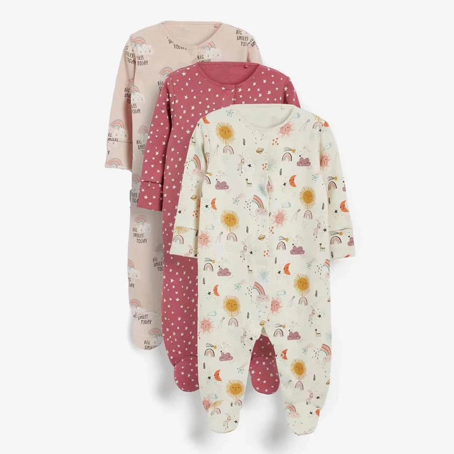 Brand Newborn Babies Clothes Infant Baby Boys Girls Romper Cotton Long Sleeve Pajamas Jumpsuit Toddler Clothes Outfits 3Pcs/Lot