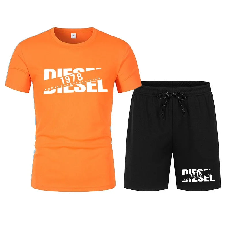 Men's two-piece sports suit round neck T-shirt and pants, basketball running sportswear 2026 summer new item