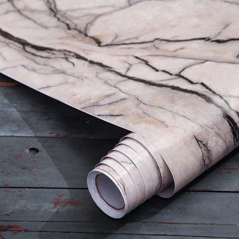 Marble Sticker Kitchen Oil-Proof Film Stove Waterproof Moisture-Proof Self-Adhesive Wallpaper Countertop Cabinet Renovation Tile