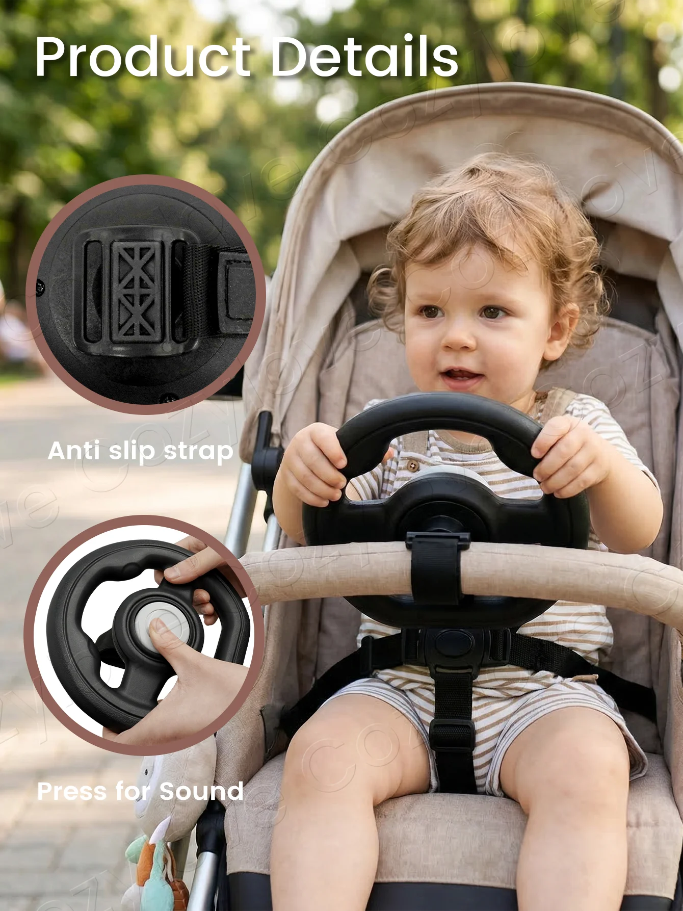 Stroller Steering Wheel Attachment | Stable Handlebars for Baby Strollers, Easy Grip for Toddlers