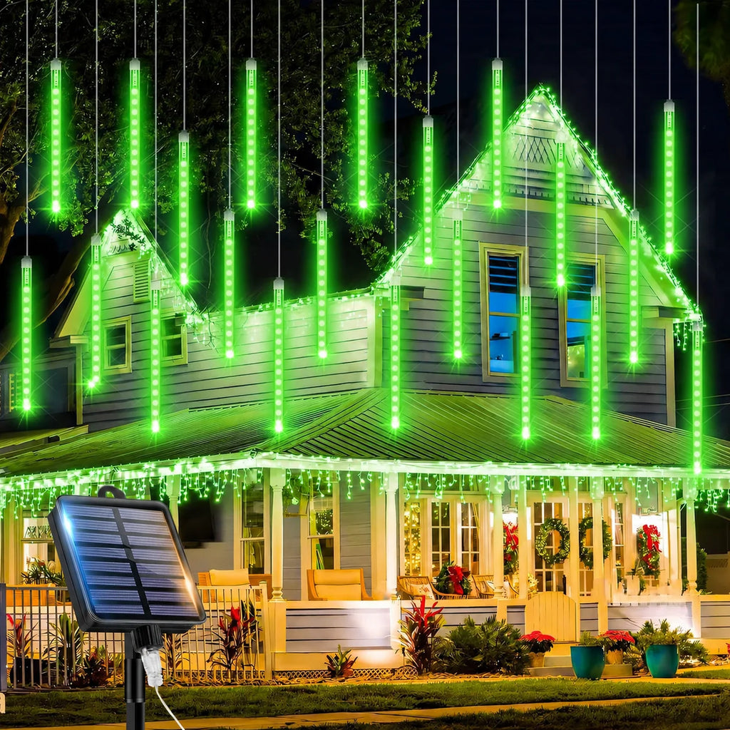 Solar Meteor Shower Lights Outdoor Meteor Lights 8Tubes Waterproof LED Falling Raindrop Christmas Halloween Fairy String Lights