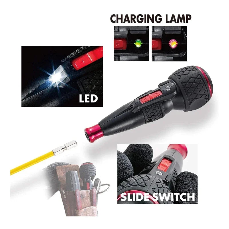 VESSEL Multifunction Cordless 3.6V Lithium Hoist Handle Screwdriver Set 220USB-6C 220USB-1C 220USB-S1 220USB-P1