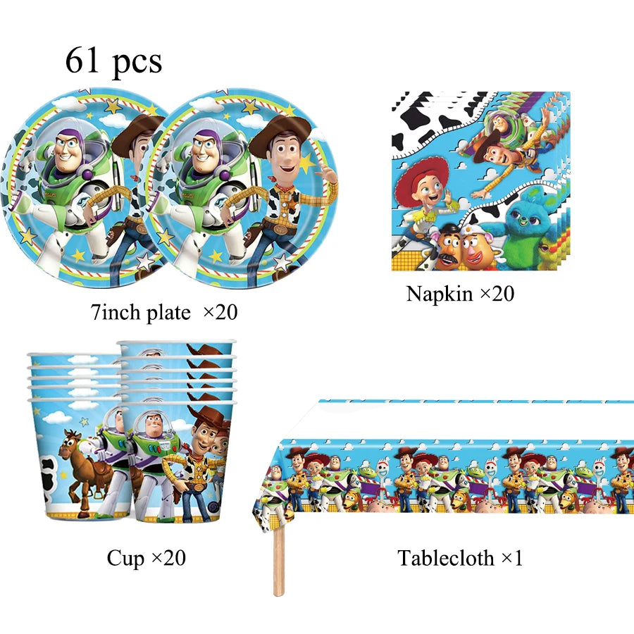 Toy Story Party Decoration Tableware Paper Plates Party Favors Gift Tablecloth BirthdayParty Supplies Toys Stamp Bracelet