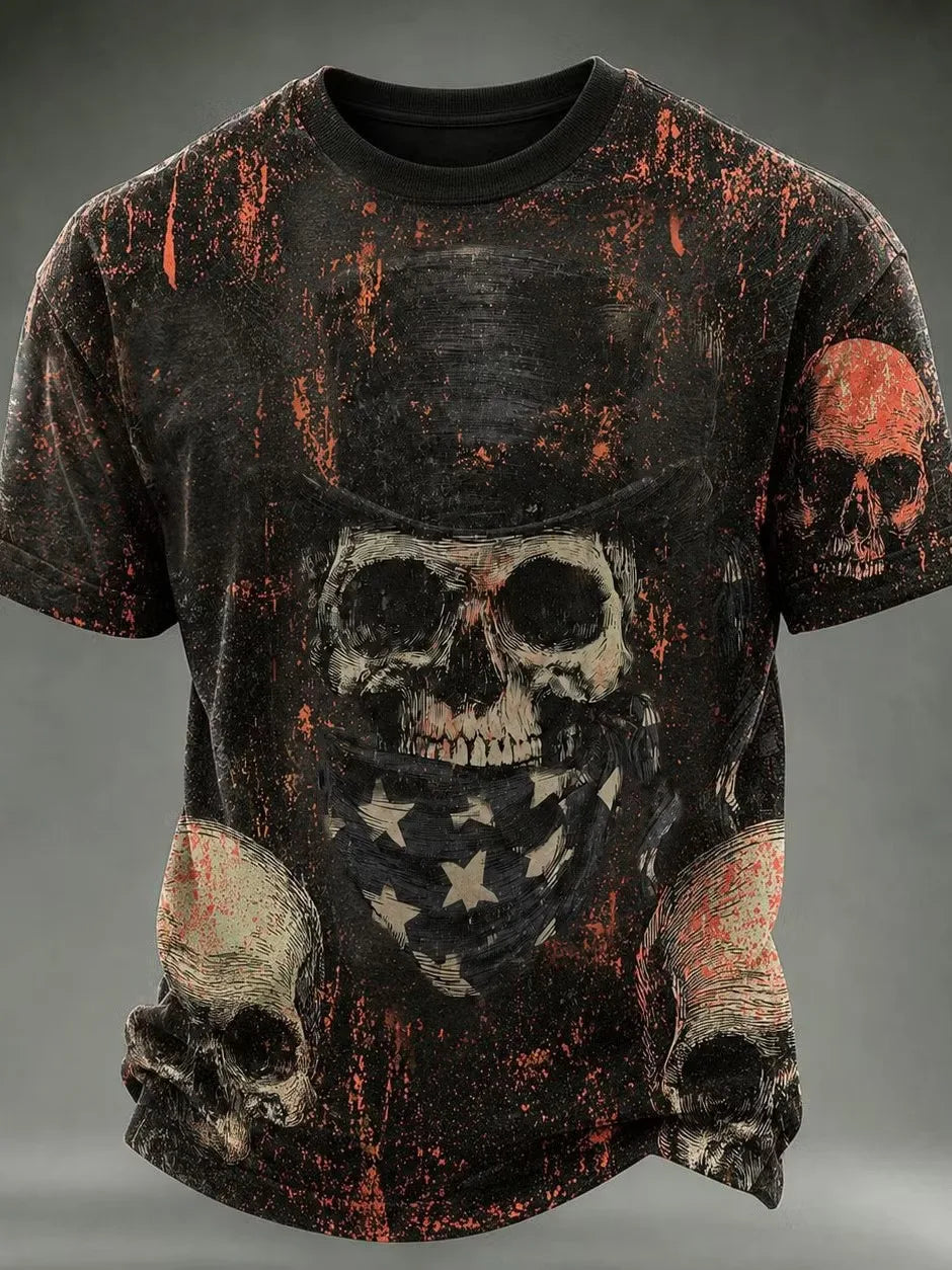 Men Glowing Jack‑o‑Lantern Pumpkin Print T‑Shirt Halloween Scary Face Crack Effect O‑Neck Short Sleeve Streetwear Tee Tops