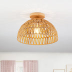 23/30cm Rattan Ceiling Light Fixtures Boho Chandeliers Lights Cream White/Beige/Black semi Flush Mount Ceiling Lamps for hallway