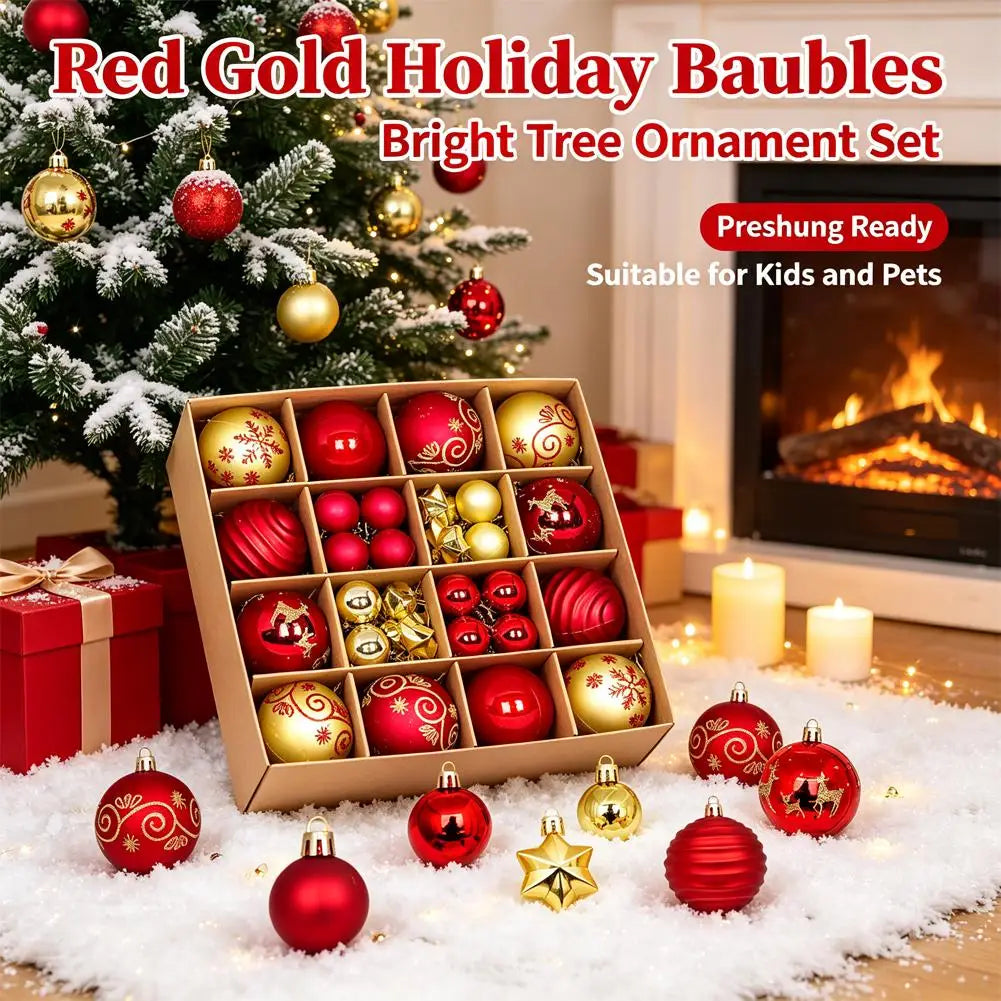 44Pcs 3/6CM Christmas Ball Merry Christmas Tree Topper Decoration for Home Decor Holiday New Year 2026 Navidad Gifts Supplies