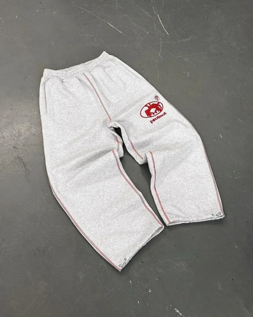 Men Tracksuit Gray Casual Loose Fit Korean Streetwear American Style Y2K Retro Two Piece Outfit Hoodie Jogger Pants Sweatshirt