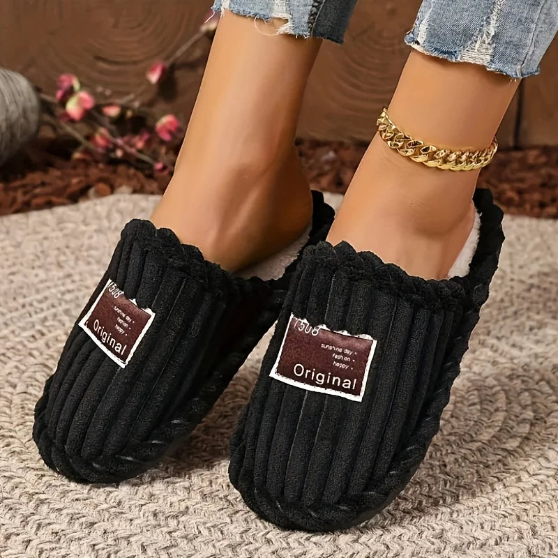 Women's Slippers Non-Slip Home Cotton Slides Keep Warm Plush Shoes Winter Fashion Slippers Comfortable Women's Shoes Fur Lining
