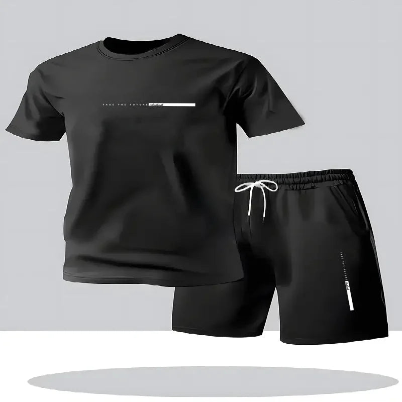 Men's sportswear 2-piece set short sleeved 3D shirt shorts set men's running suit T-shirt men's summer T-shirt