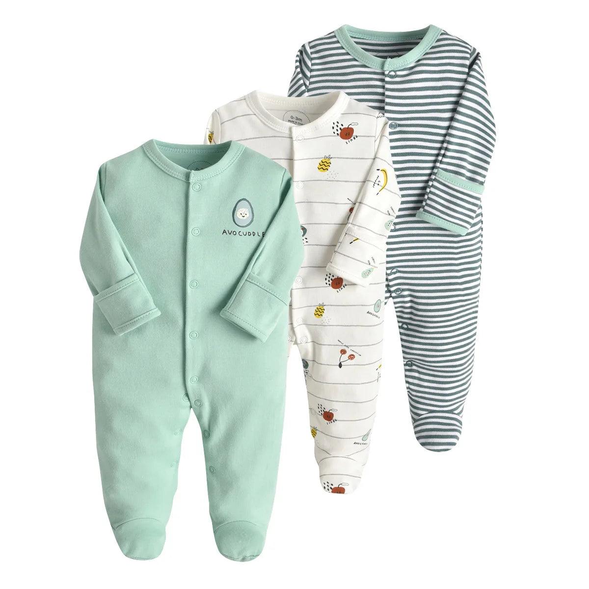Brand Newborn Babies Clothes Infant Baby Boys Girls Romper Cotton Long Sleeve Pajamas Jumpsuit Toddler Clothes Outfits 3Pcs/Lot
