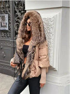 2024 Winter Puffer Jacket Women Real Fox Fur Collar Hooded Natural Thick Warm Loose Oversize Duck Down Coat Streetwear Outerwear