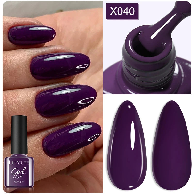 LILYCUTE 7ml Fruit Grape Purple Cat Magnetic Gel Nail Polish Vernis Semi Permanent Soak Off Colorful Gel Polish Nails Supplies