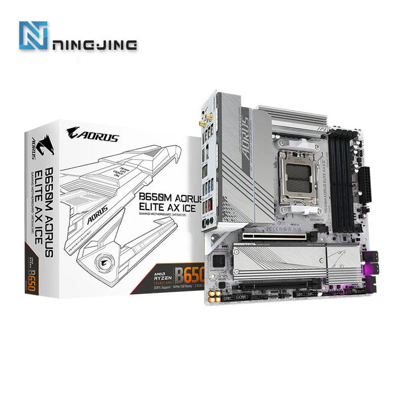 GIGABYTE New B650M AORUS ELITE AX ICE Micro-ATX AMD B650 DDR5 192GB DDR5 8000 (OC) MHz M.2 Wi-Fi 6E Socket AM5 Motherboard