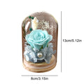 Little Artificial Rose Flowers Valentine's Day Flower Gift to Girlfriend Mother's Glass Dome Bell Jar at Valentine's Day Wedding