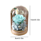 Little Artificial Rose Flowers Valentine's Day Flower Gift to Girlfriend Mother's Glass Dome Bell Jar at Valentine's Day Wedding