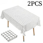 2PCS Disposable Black Checkered Tablecloth Plastic Tablecloth Birthday Party Outdoor Picnics Daily Household Use Table Cover
