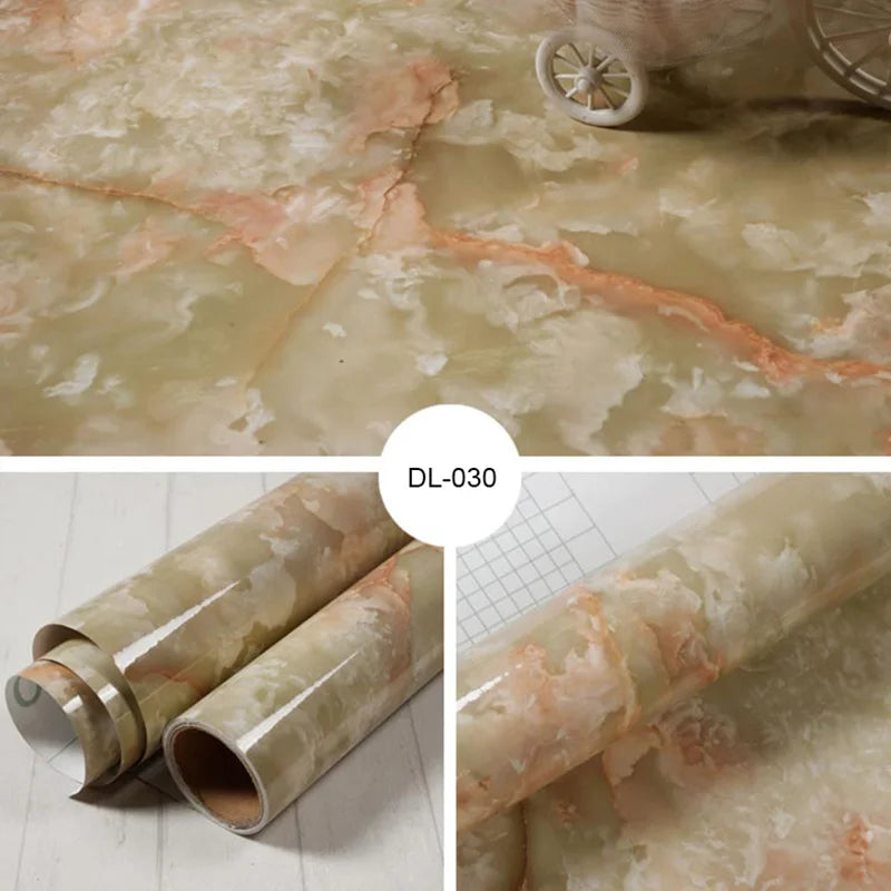 Marble Sticker Kitchen Oil-Proof Film Stove Waterproof Moisture-Proof Self-Adhesive Wallpaper Countertop Cabinet Renovation Tile