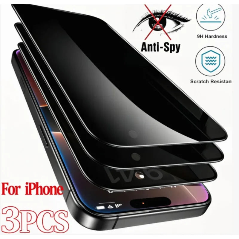 3PCS Privacy Screen Protector For iPhone 17 17e 16e 16 15 14 Pro Max Anti Spy Tempered Glass For iPhone 13 12 11 Privacy Film