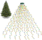 1.5M/2M/3M LED Ring Christmas Tree Tops Lights Decoration Tree Lights String for Patio Garden Outdoor Waterproof Waterfall Light