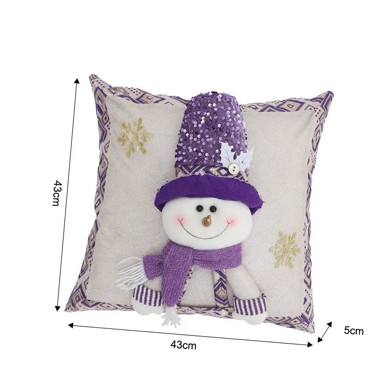 Christmas 3D Cushion Cover Snowman Santa Elk Pattern Pillowcase Sofa Cushion Covers for Home 2026 New Year Christmas Decorations