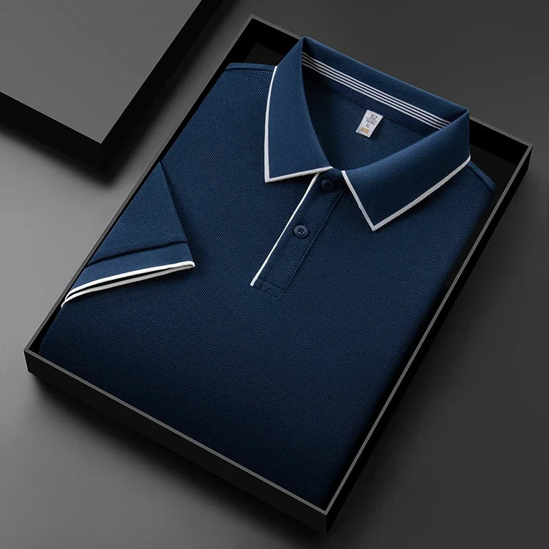 2026 New Men's Business Casual Short Sleeved Shirt Solid Color Polo Shirt Fashionable Breathable Comfortable Versatile Top