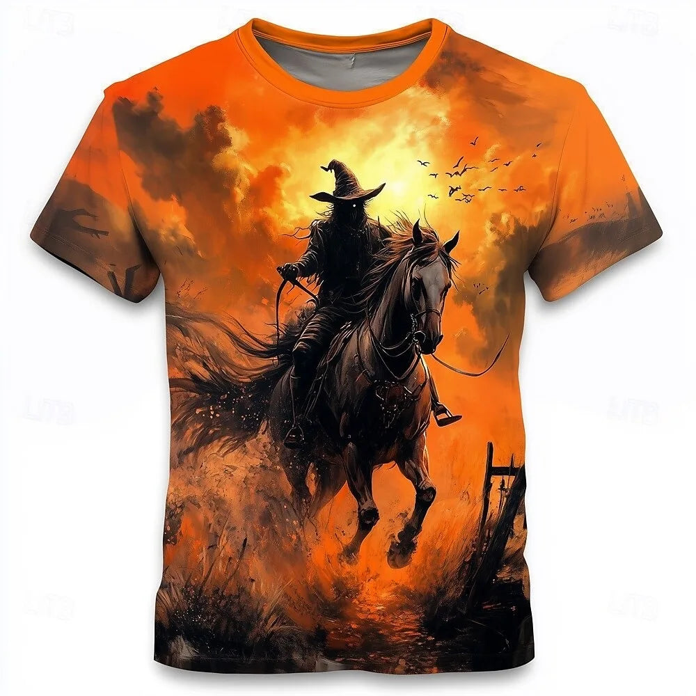 Pumpkin Graphic 3D Print Men's Women's T-Shirt Halloween Theme Family Party Short Sleeve Tees Oversize Round Neck Unisex Clothes