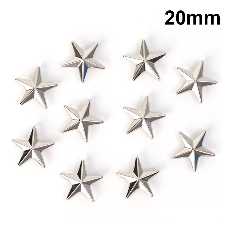 Metal Silver Star Rivets DIY Clothes Shoes Bags Handmade Clothing Accessories Punk Leather Studs Spikes Spots Nails Head Buttons