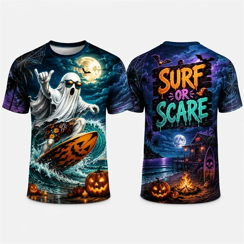 2026 New Halloween Pumpkin King Dark Castle Bat 3D All‑Over Print T‑Shirt 3D Print Short Sleeve Horror Party Tee Tops