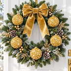 6PCS Gold Christmas Ball Ornaments, Pearl Sequin Baubles 8cm Glitter Hanging Balls Xmas Tree Holiday Decor