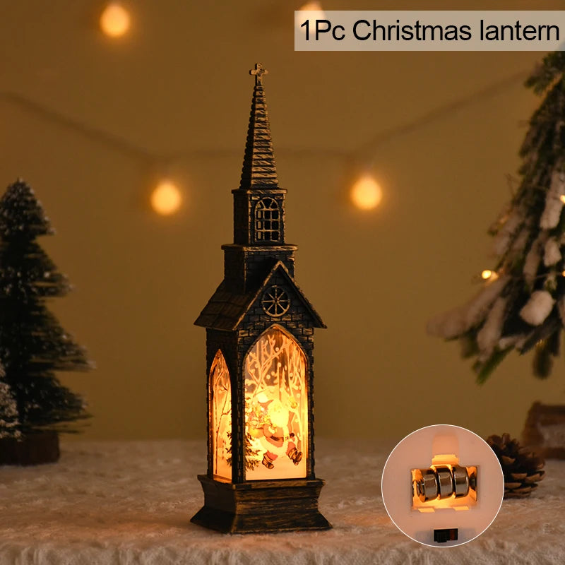 Christmas LED Night Light Santa Claus Snowman Fairy Light Lantern 2025 Christmas Home Table Decoration New Year Party Kids Gift