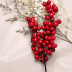 1/50PCS Christmas Artificial Red Berries Branches Xmas Tree Garland Flower Arrangement Branches Holly Berry Fake Flowers Plant