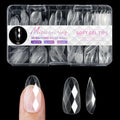 New 120/140pcs Square Almond Coffin Nail Extension Tips Natural Clear Full Cover Nails Dual Form 3D Diamond Soft Gel Nail Tips