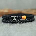 Business 2Pcs Luck Red Bracelet Set Men 6mm Stone Beads Handmade Nylon String Wristband Valentine Day Gift For Husband Jewelry