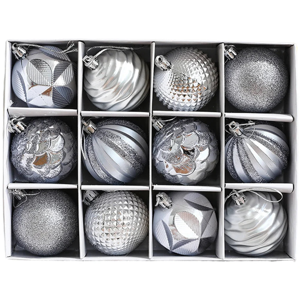 12PCS 6CM Christmas Ball Ornaments Xmas Tree Hanging Pendant For Christmas Decorations 2025 Navidad New Year Gifts Green Pink