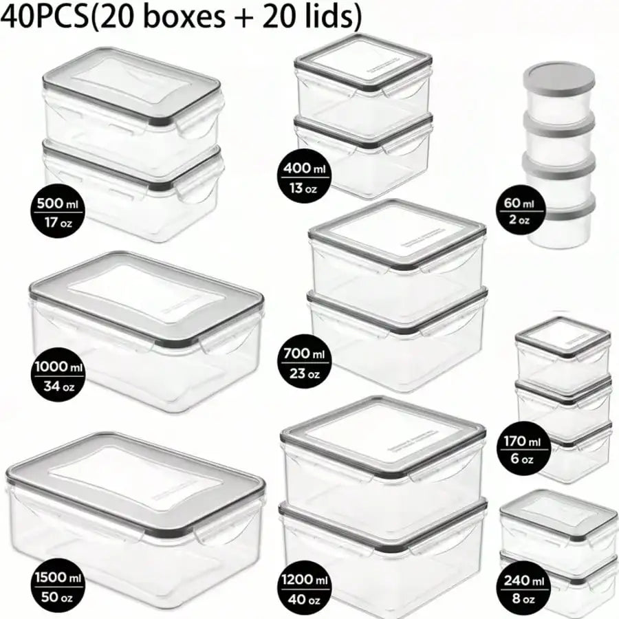 40 Pcs Food Storage Containers With Airtight Lids Modern Clear Plastic Meal Prep Lunch Boxes Leakproof Stackable Container Set For Meal Prep Leftovers Kitchen Pantry Refrigerator Organization Housewarming Gift
