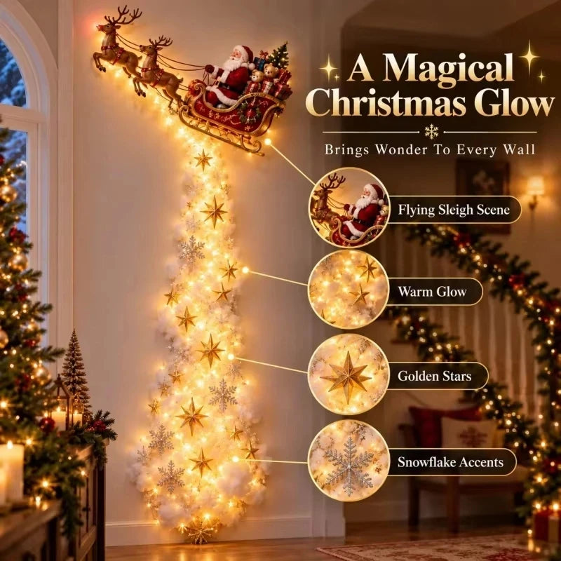 Christmas Magic Trail Wall Light Led Diy Glowing Christmas Scene Santa Sleigh Reindeer Hanging Decoration For Xmas Home Decor